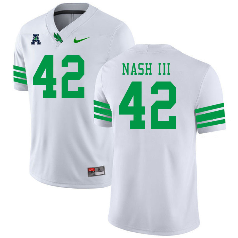 #42 Harold Nash III North Texas Mean Green College Football Jerseys Stitched-White